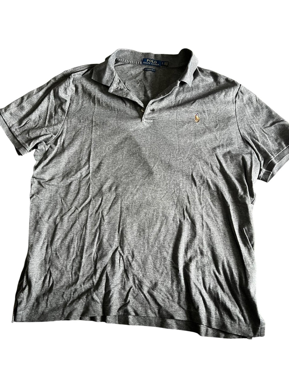 Polo Ralph Lauren Gray Color Pony POLO SHIRT L SIZE (109)
